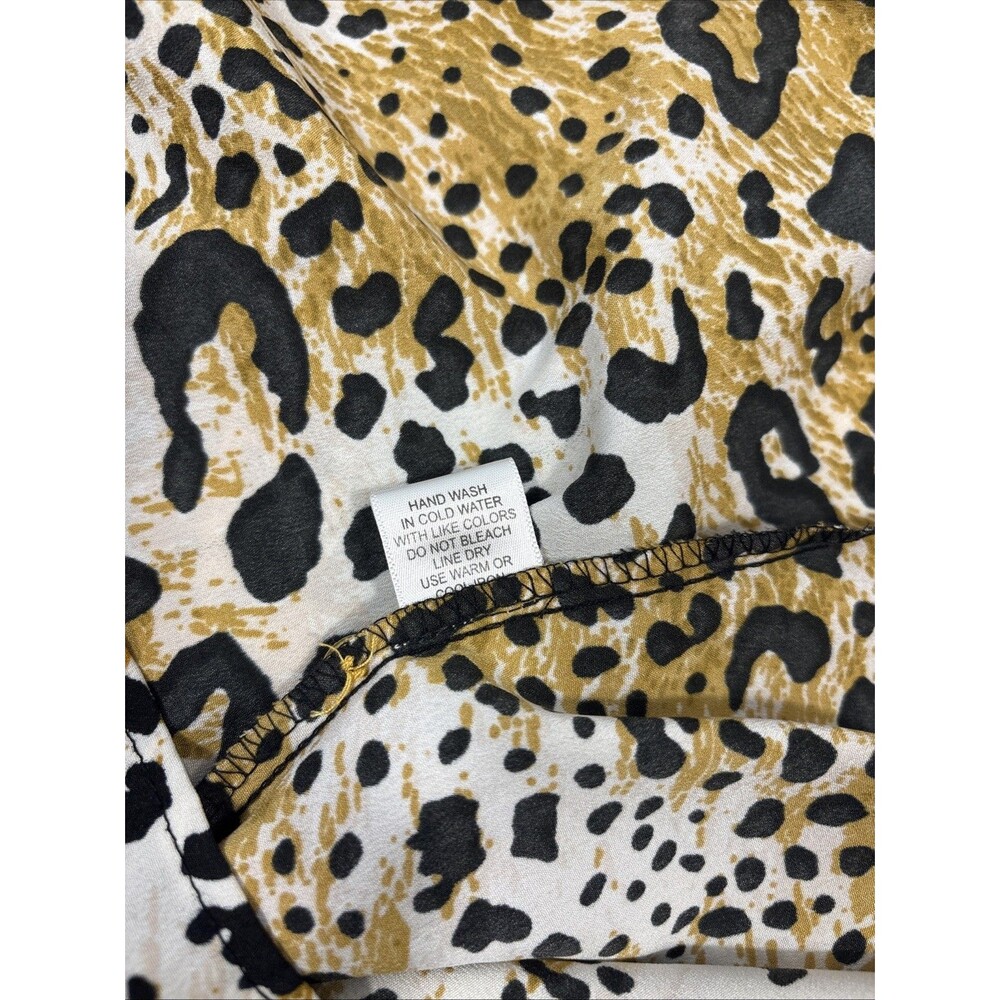 MPH Collection Animal Print Shirt Dress Petite Small Buttons Sash - Picture 10 of 10
